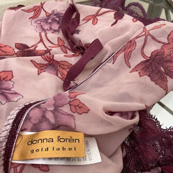 Donna L’Oren Gold Label Chemise Fairy Core Baby Doll floral purple size M Lace - Picture 5 of 9